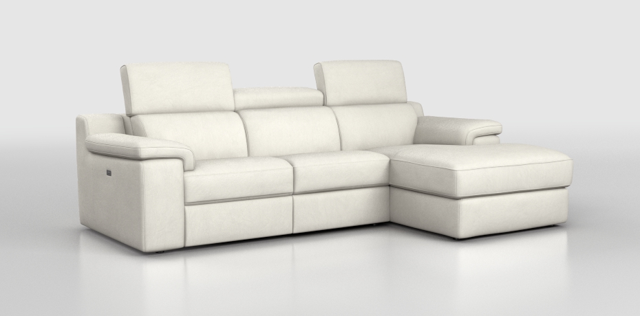 Bertellini - large corner sofa with 1 electric recliner  right peninsula with compartment